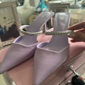Zara lavender heel shoes crystal detail